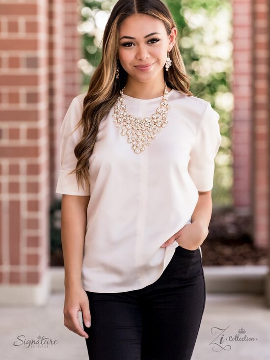 Paparazzi Sparkling Gold Statement Necklace and Earrings Set (ZI008) - Picture 5 of 5